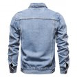 Denim Jacket Men Casual Solid Color Lapel Single Breasted Jacket