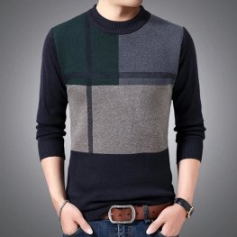 Warm Wool Sweater For Men Patchwork Knitted Jumper Sweater Warm Wool Sweater For Men Patchwork Knitted Jumper Sweater