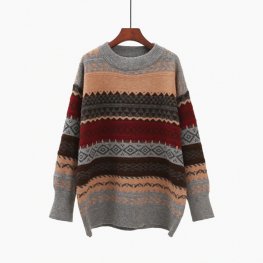 Women Vintage Pullover and Sweaters Striped Pull Jumpers Women Vintage Pullover and Sweaters Striped Pull Jumpers