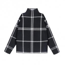 Women's Pullovers Sweater Plaid Turtleneck Knit Full Sleeve Women's Pullovers Sweater Plaid Turtleneck Knit Full Sleeve