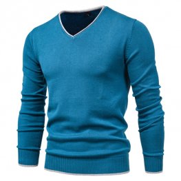 New Cotton Pullover V-neck Men's Sweater Fashion Solid Color New Cotton Pullover V-neck Men's Sweater Fashion Solid Color