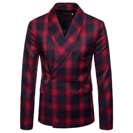 Men Jacket Spring Autumn Casual Coat Double-breasted Suit